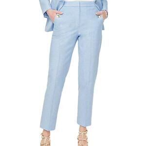 J.Crew Linen Blend Sailor Pant Sz 10 Light Blue Elastic Waist Gold Button Accent